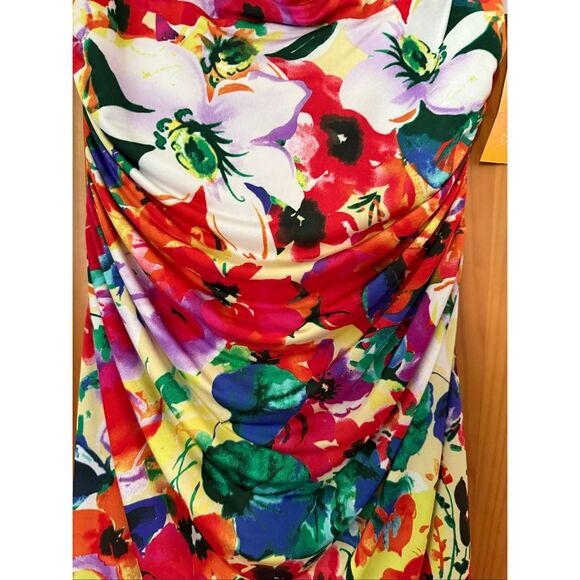 Lauren Ralph Lauren  Faux Wrap Ruched Poppy Floral Jersey Dress SZ 8 NWT - Picture 7 of 15